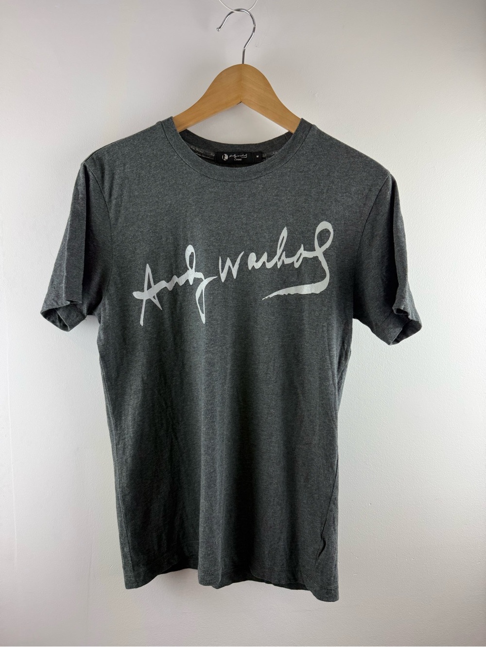 Andy Warhol by DOHC Dollar Sign Graphic Tee Grey Size Medium Fits Small